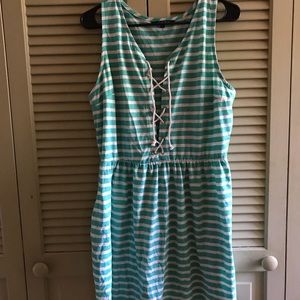Teal Striped Beach Coverup